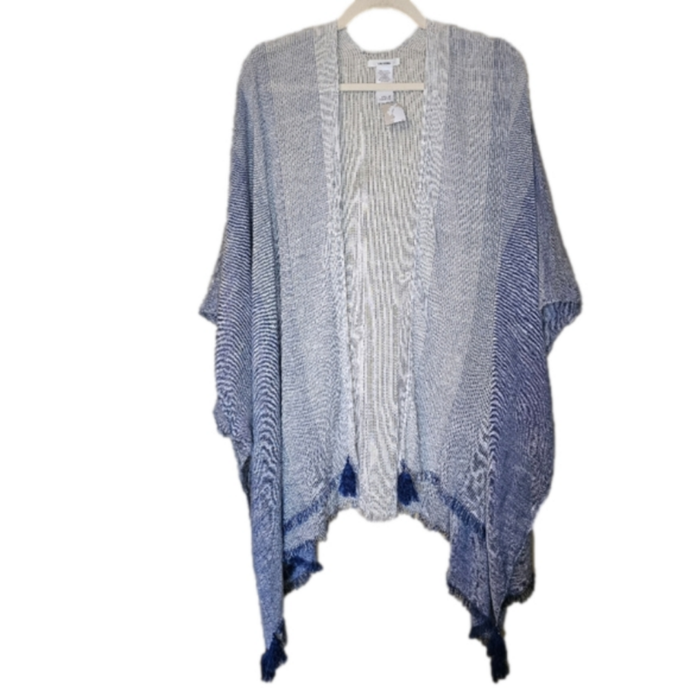 Maurices Beachy Nautical Kimono Pool coverup with tassels One Size